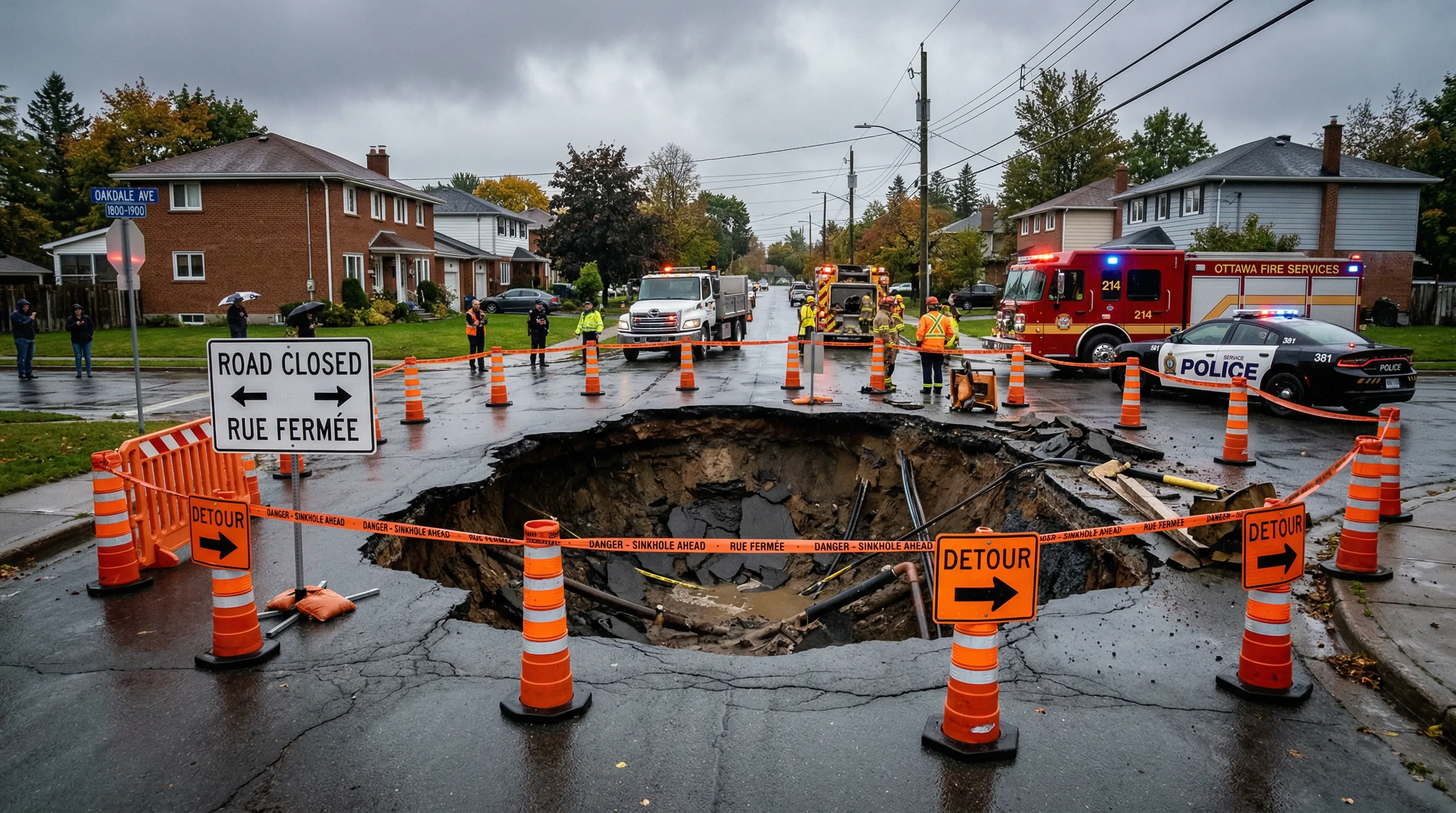 Large Sinkhole Closes Warden Avenue in Markham After Heavy Rainfall
